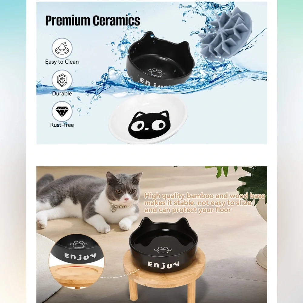 Elevated Pet Bowls with bamboo Stands